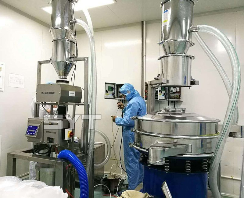 API conveying and sieving machine in pharmaceutical industry