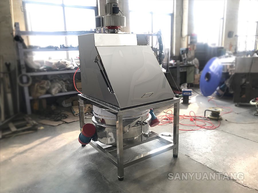 Dust Free Feeding Station With Vibrating Screen