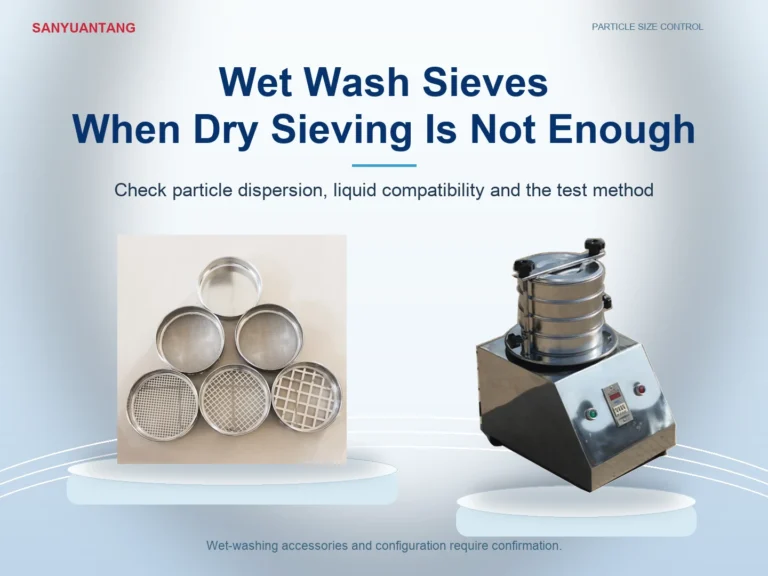 Wet wash sieves: Sanyuantang test sieves and laboratory shaker with wet-washing configuration to be confirmed